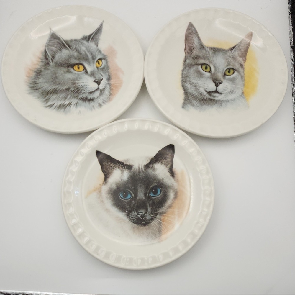 Vintage Royal Falcon Ware Cat Plates Set of 3 Weatherby Hanley England 1978